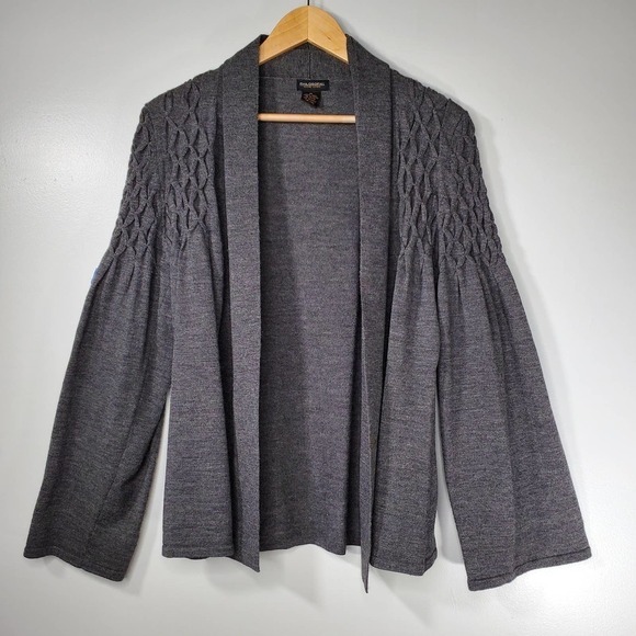 Philosophy Diamond Pattern Bell Sleeve Cardigan Charcoal Gray Size Medium - Picture 8 of 8